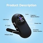 1080P Mini Caméra du corps, Taille de la pouce Caméra d'action poitrine, Intégrée 32GB Caméra casque portable de rangement, Cam du corps pour le vélo, Voyage, Aventure en plein air (noir)