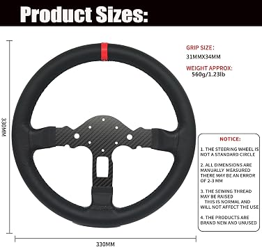 Replace 13 inch lightweight Original Leather Steering Wheel Panel For Logitech G29/G920 G923 Driving Force Racing Wheel Hub; For Xbox Series X/S PS4 PS5 PC (For Logitech G920/G923/G29)