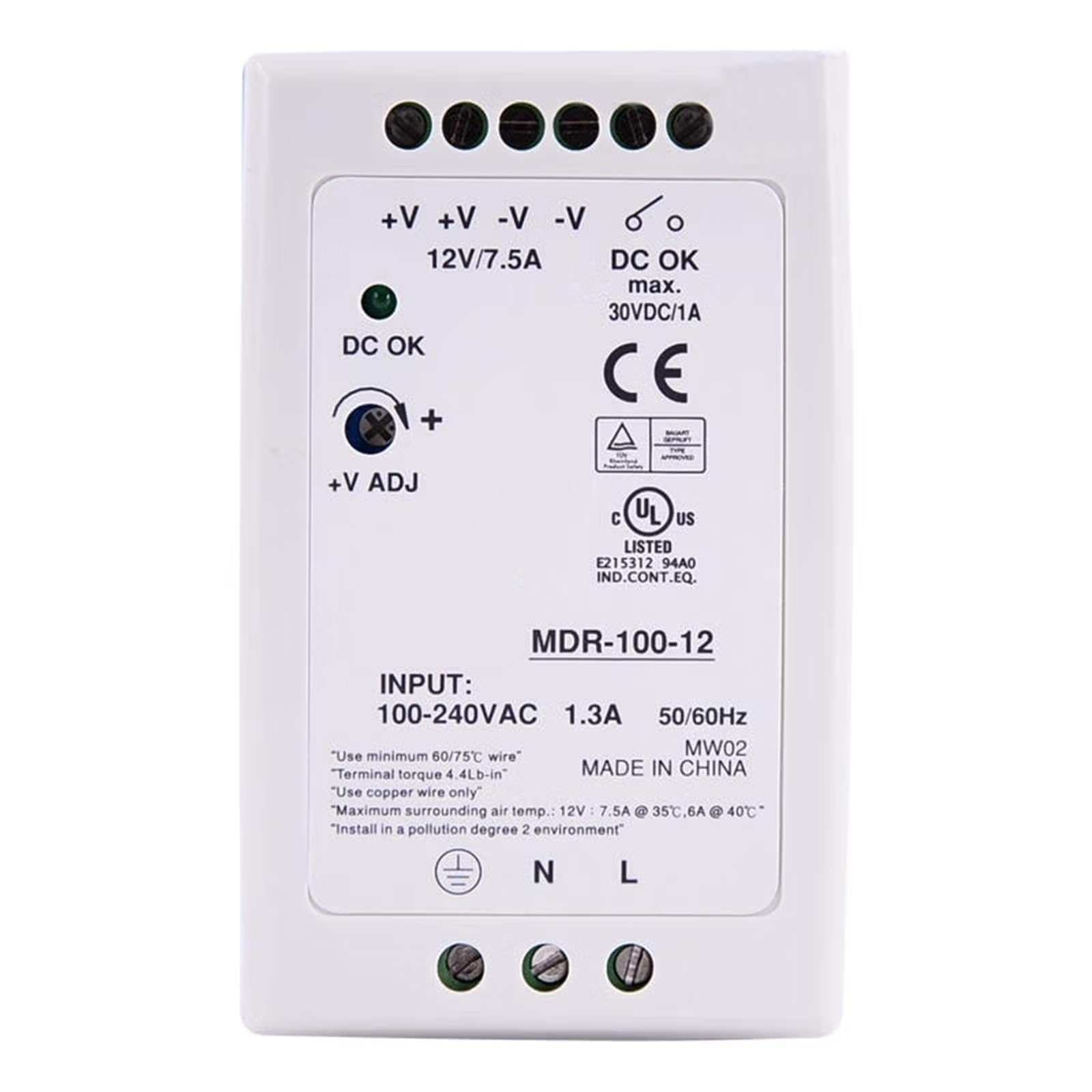Alimentation de type rail MDR-100-12 à sortie unique 90W format ultra-compact