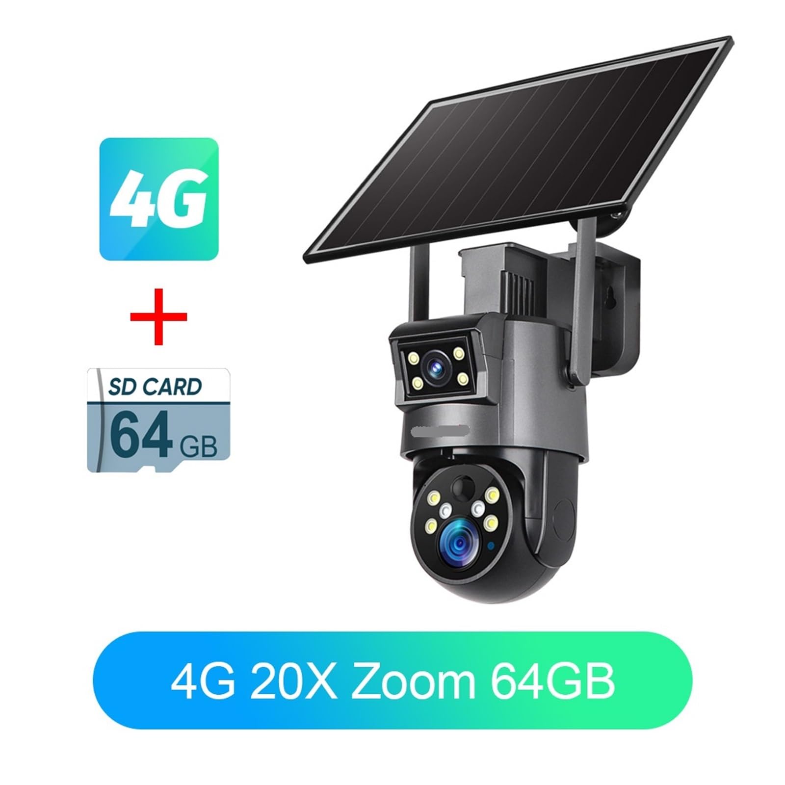 Câmera 4G Solar 20X Zoom PIR Detecção Humana Visão Noturna WiFi