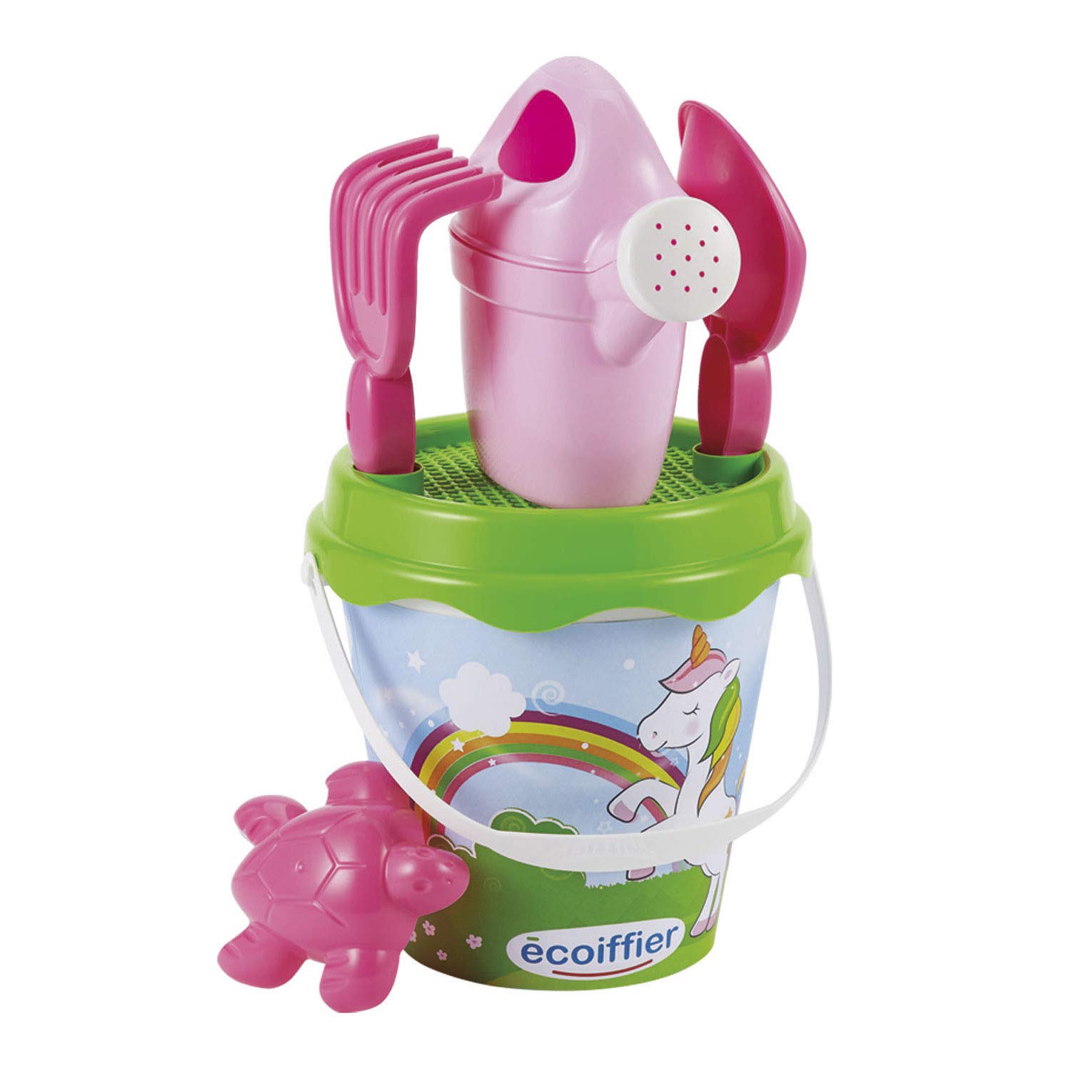 Secchiello Per Spiaggia Ecoiffier 687 Con Unicorno, 17 Cm - Set Da Spiaggia Per Bambini Dai 18 Mesi, Con Paletta, Rastrello E Stampo, Prodotto In Francia