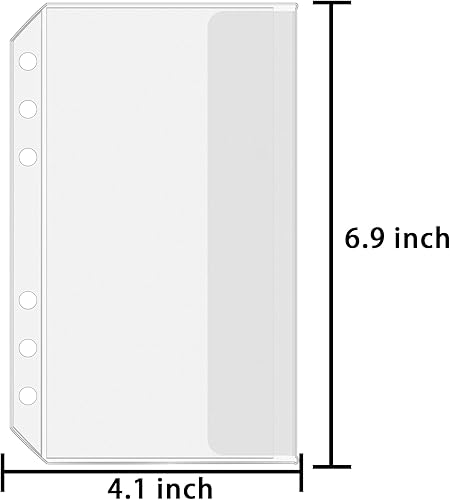 Miniatura 9 de Antner 12 bolsillos de tamaño A7, sin cremallera, sobres de efectivo para carpeta A7, 6 agujeros de PVC transparente sin cremallera, sobres de