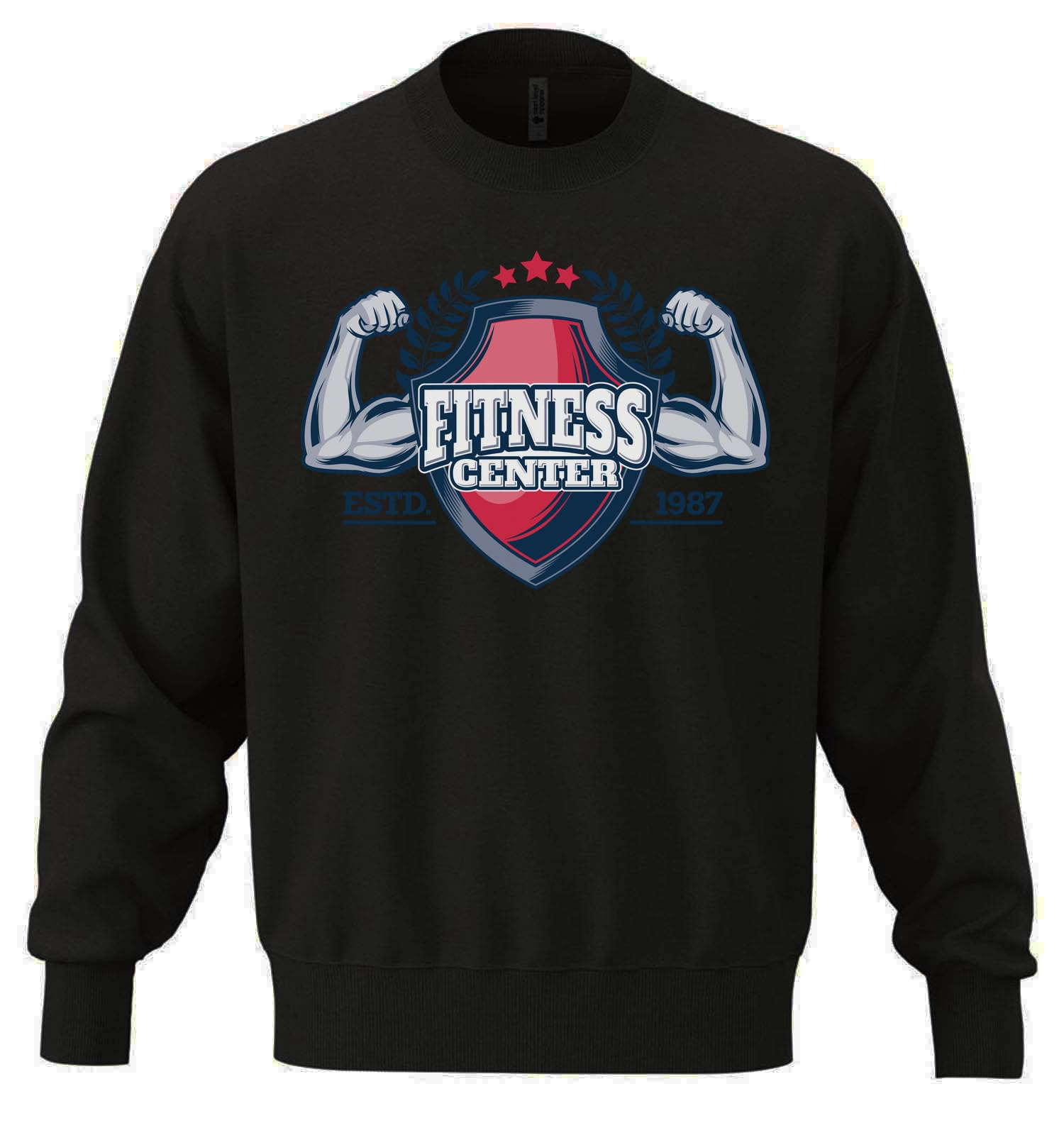 Fitness Center Shield Arm Flex Felpa unisex oversize in misto cotone pesante nera