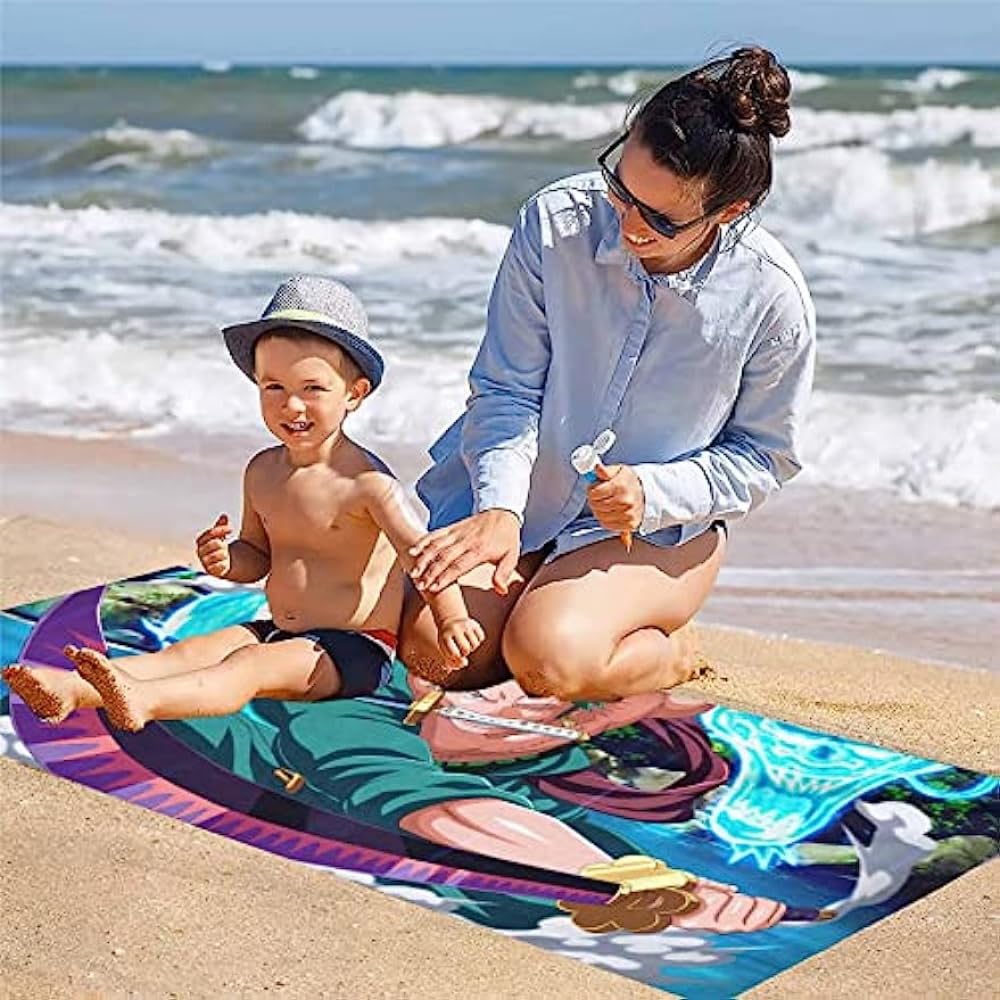 Serviette De Plage 70x140cm En Polyester - Motifs Animaux - Absorbante Et Léger 350g/m²