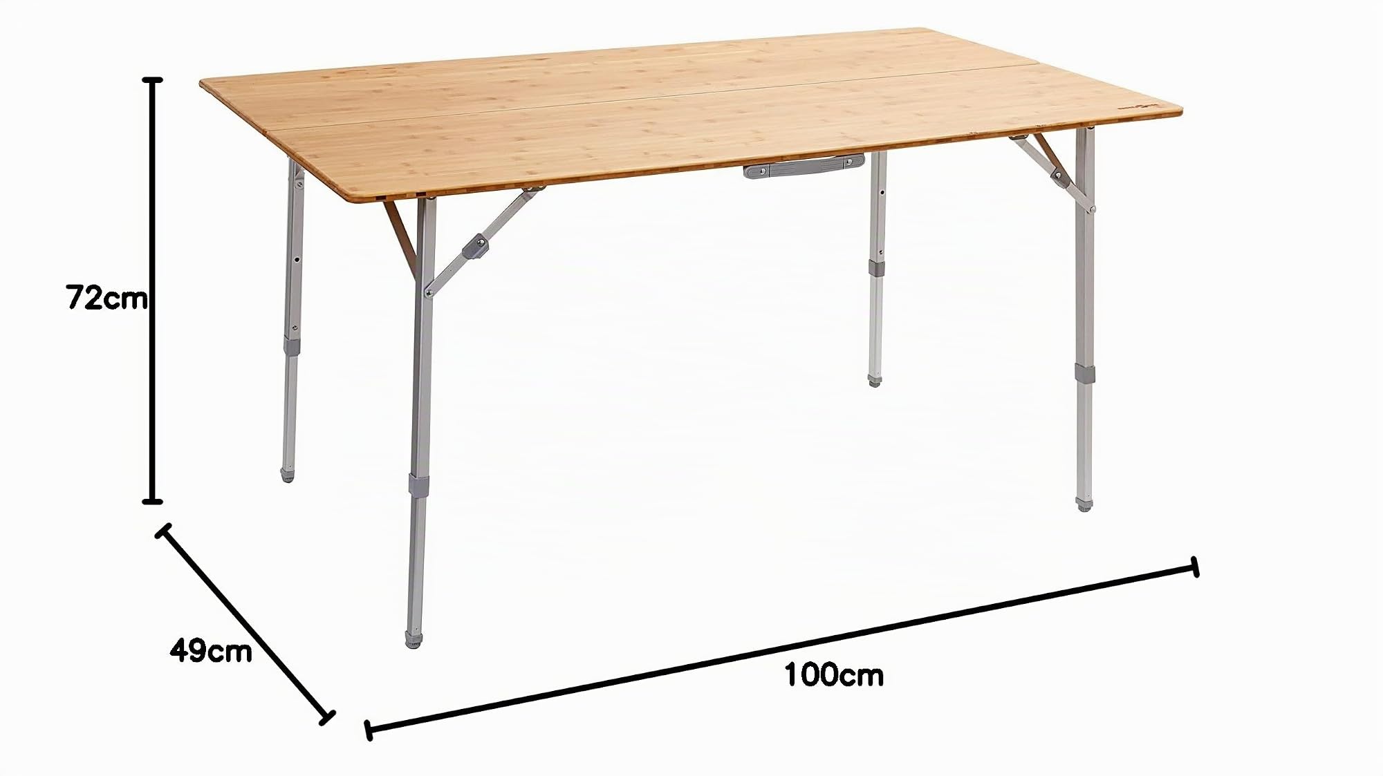 BRUNNER Tavolo Pieghevole per Esterni, da Picnic, da Campeggio, Giardino, terrazzo - in Alluminio, con Elegante ripiano in bambù - CAMPERKING M - Rettangolare, Robusto con Portata Fino a 30 kg