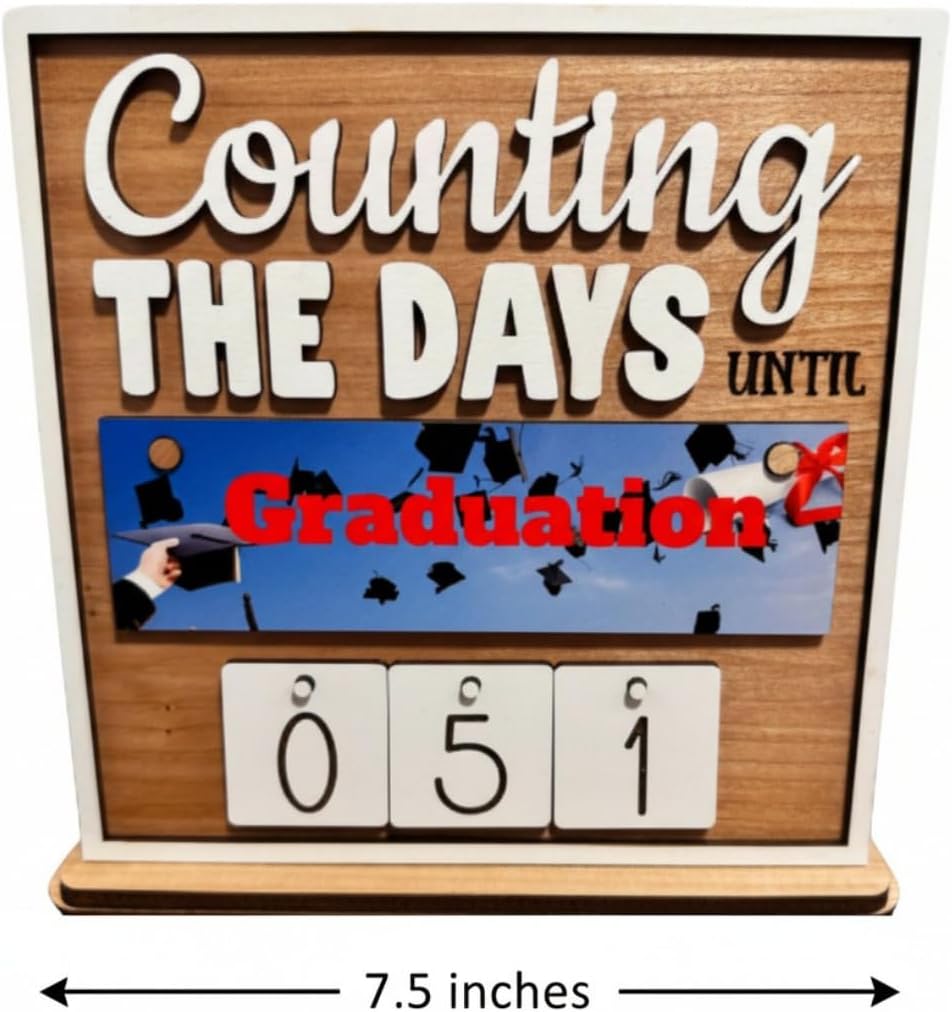 Custom interchangeable wood countdown sign, personalized calendar for special occasions, 3D wooden gift for Vacation, holidays, special events, seasons, retirement (Graduation)