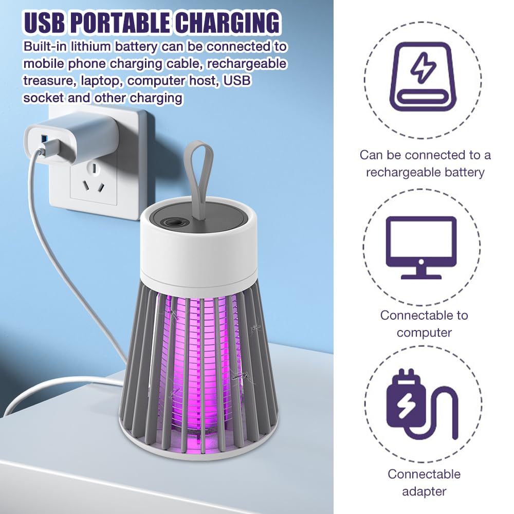 Lampe Anti Moustique, 2 Pcs Lampe Anti Moustique Rechargeable, UV Electrique Moustiques, Appareil Anti Moustique Solaire & Rechargeable par USB, pour Camping Intérieur Extérieur (Grün + Weiß)