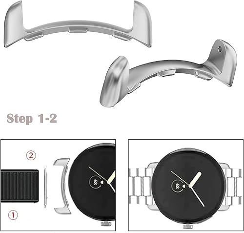 Miniatura 4 de Miimall Compatible con Google Pixel Watch 2Adapter, adaptador de conexión de metal en forma de arco de 0.787 pulgadas para accesorios de Google