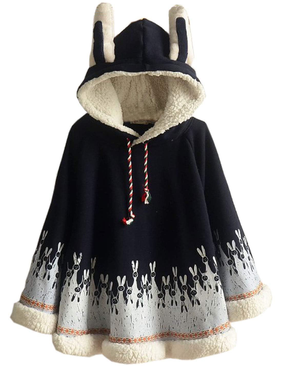 Flygo Fleece Lined Hooded Cape Poncho Cloak