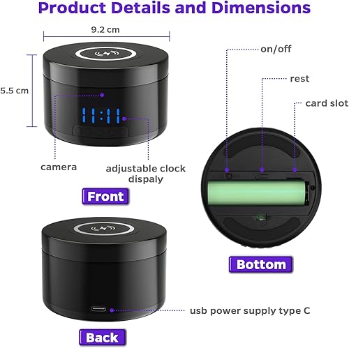 Miniatura 9 de Cámara de seguridad activada por movimiento con carga inalámbrica, cámaras domo con detección de movimiento, visión nocturna, almacenamiento local y