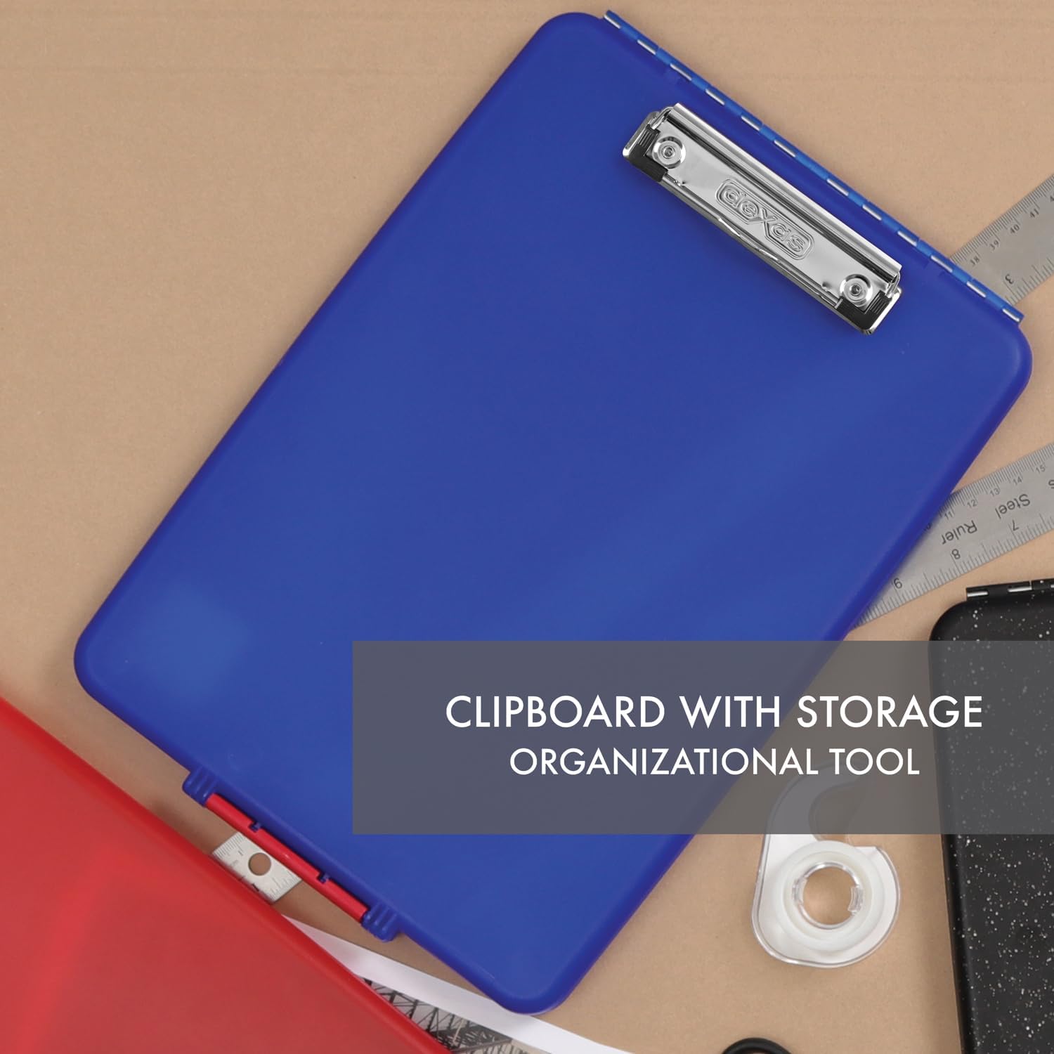 Dexas Slimcase Storage Clipboard, Blue