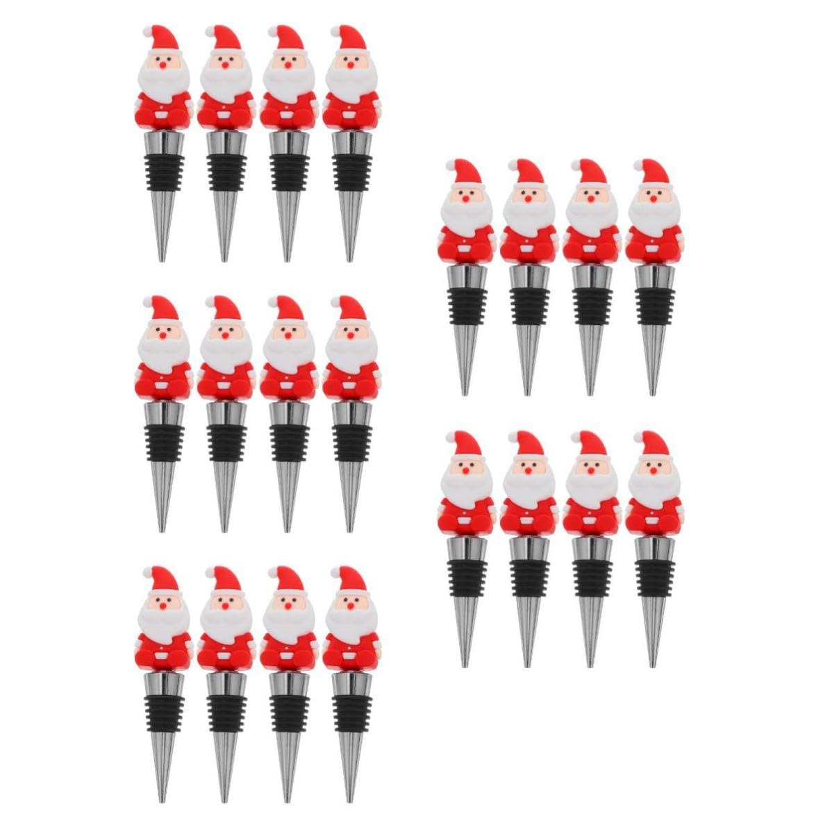 TOYANDONA 20 Piezas Tapón de Botella de Vino de Navidad Papá Noel | Pvc y Aleación de Aluminio, Sellado y Conservación del Aroma, para Fiesta Navideña y Obsequio