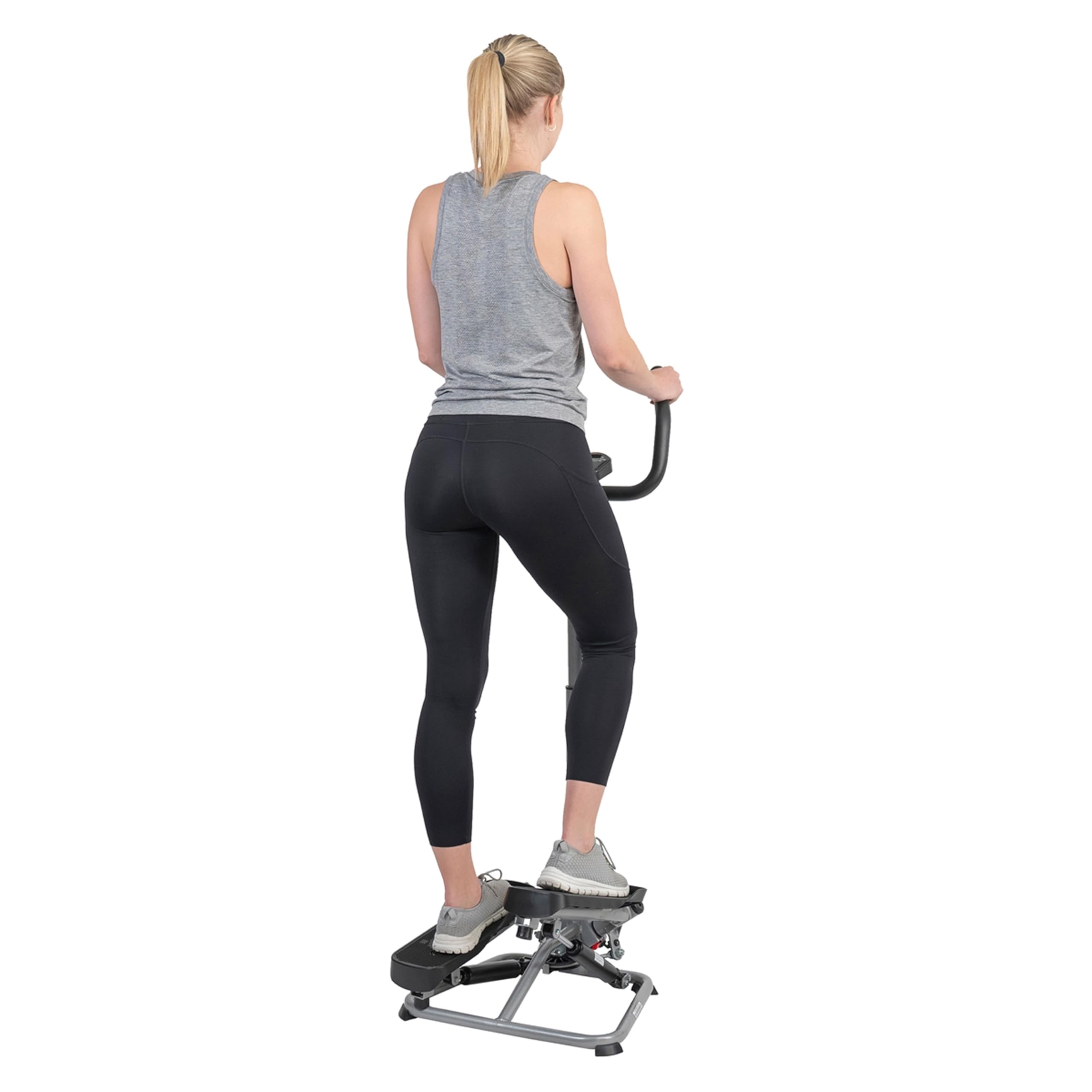 Sunny Health & Fitness Stair Stepper w/Handlebar, Height-Adjustable, Low-Impact Cardio Workout for Legs, Core and Glute, LCD Monitor, Optional SunnyFit App Enhanced Connectivity