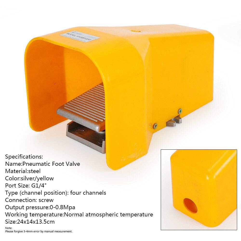 Válvula de pedal neumático de 1/4", funciona con 5 posiciones y 2 posiciones interruptor de aire de acción directa