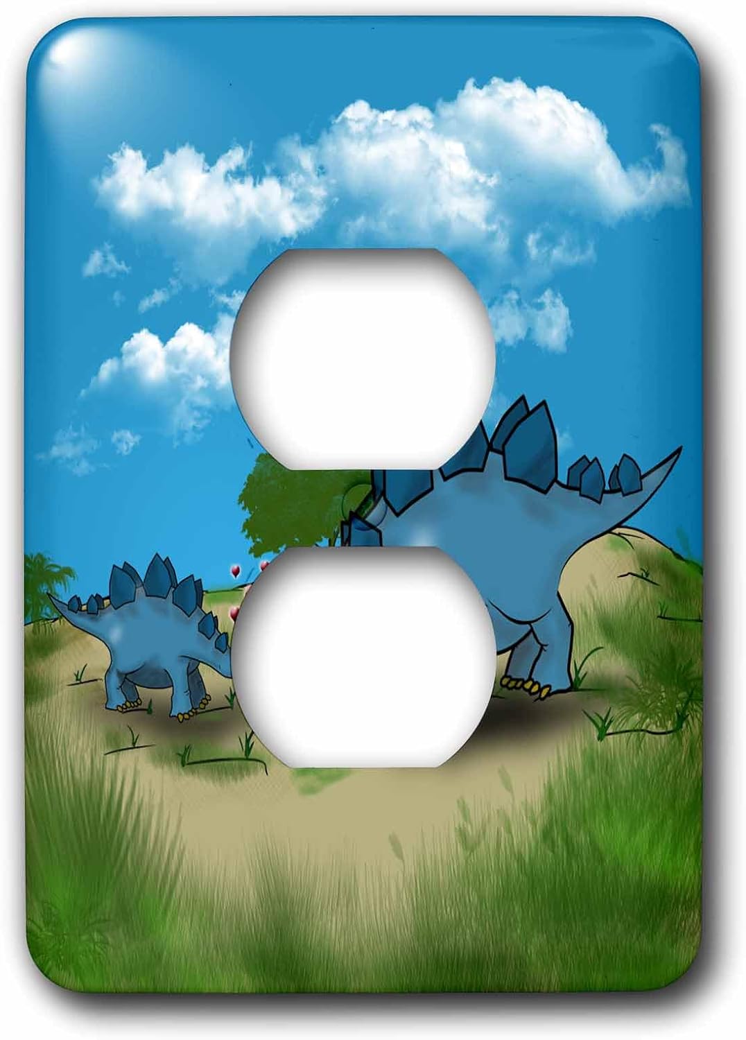 3dRose LLC lsp_110031_1 Cute Mother and Baby Stegosaurus Showing Some Love In Dinosaur Land Single Toggle Switch