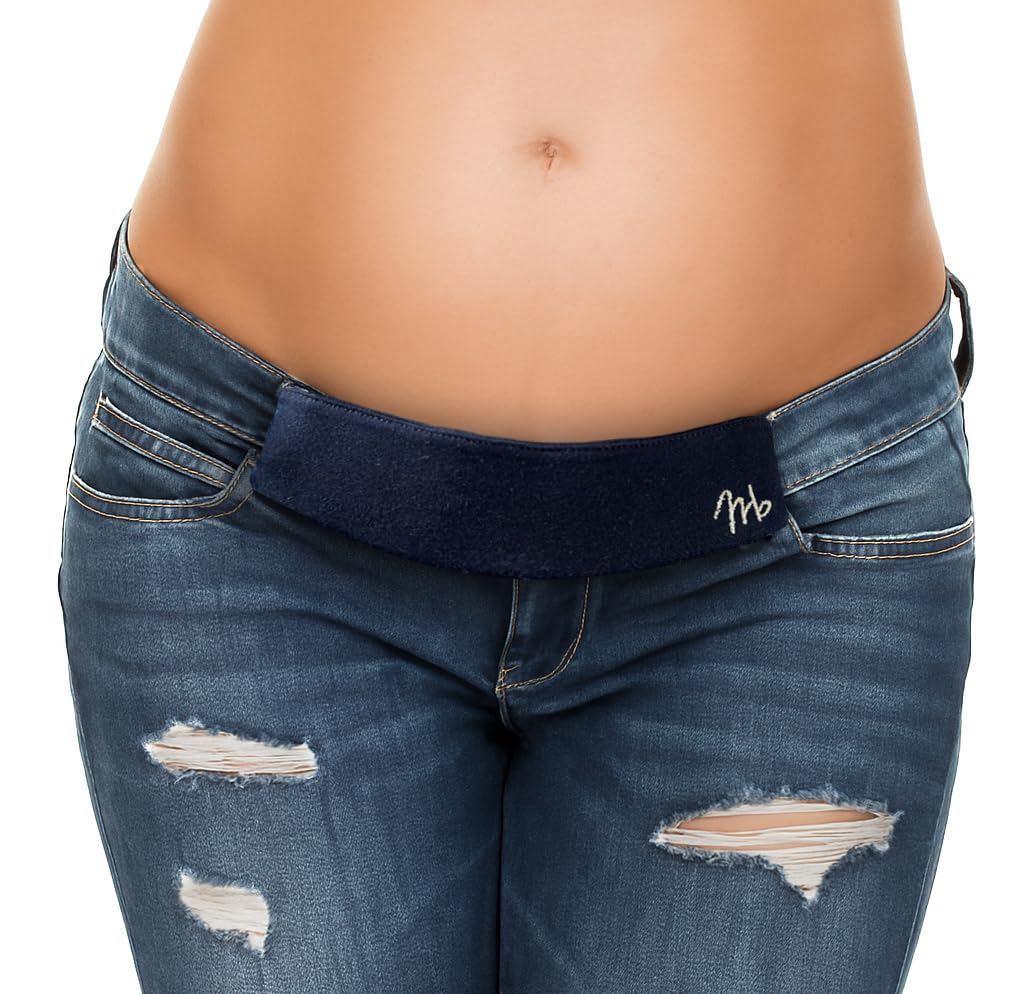 MAEBAND Maternity Belly Band for Pregnant Women — Instantly Extend Your Jeans, Pants & Shorts | Adjustable Waistband Belt Extender for Pregnancy & Postpartum | Soft & Stretchy Maternity Clothes Accessory for Comfort & Support (Medium, Midnight Black)