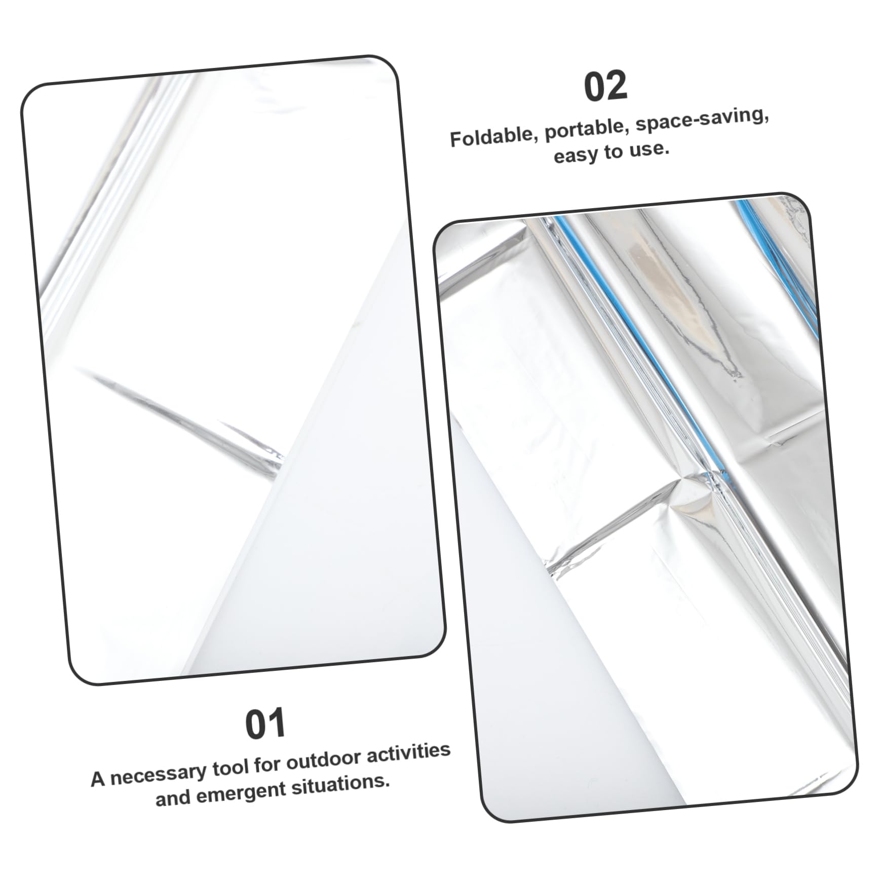 Toyvian 2Pcs Emergency Thermal Blanket Film Survival Reflective Warm Blanket for First Aid Camping Outdoor Exploration Natural Disasters