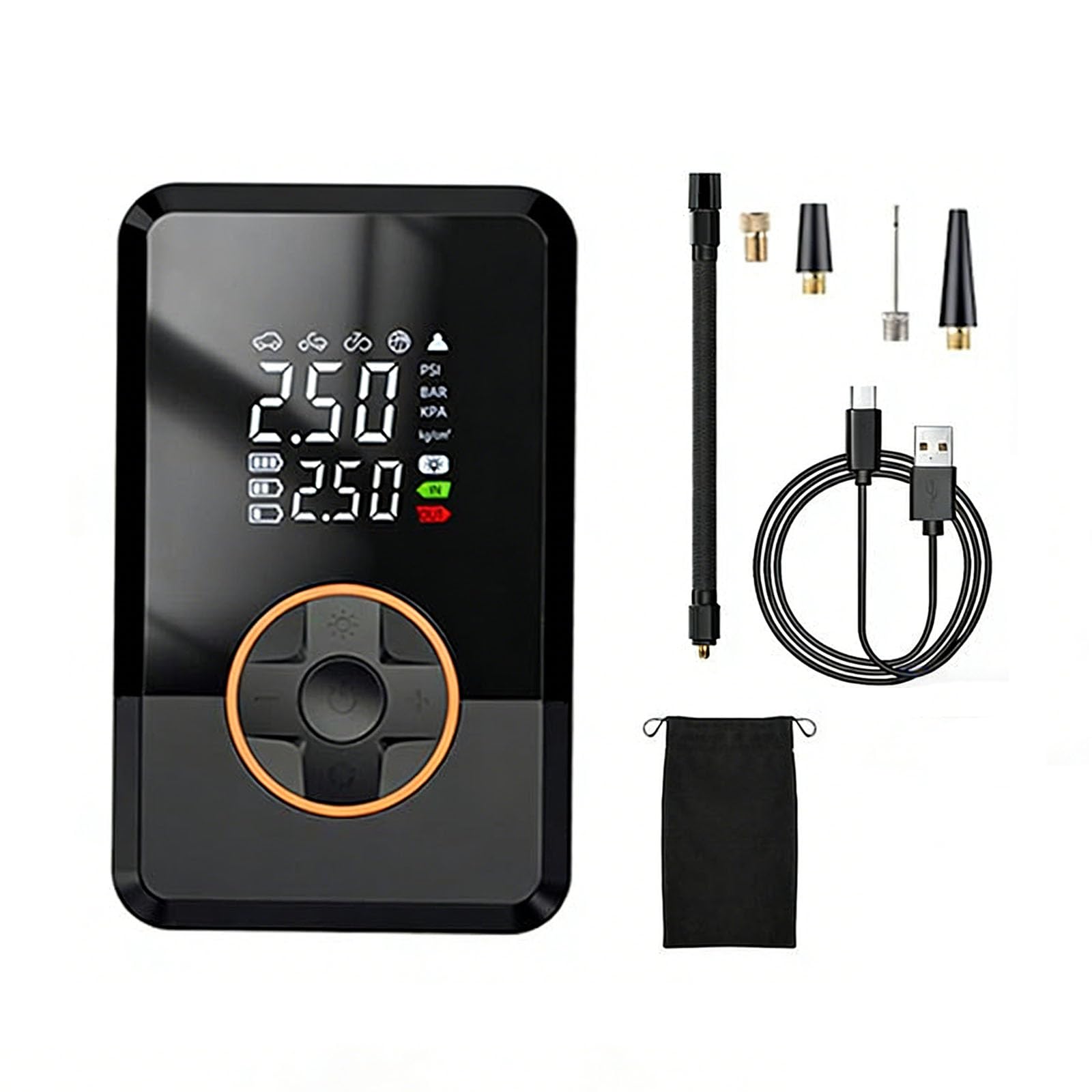 Shyyoulqe Portable Air Compressor For Car Tires Featuring Quick 3X Inflation Speed And Led Display For Night Usage Multipurpose Inflator