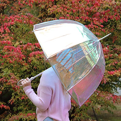 Totes Women's Signature Clear Bubble Umbrella, Iridescent #TOP1