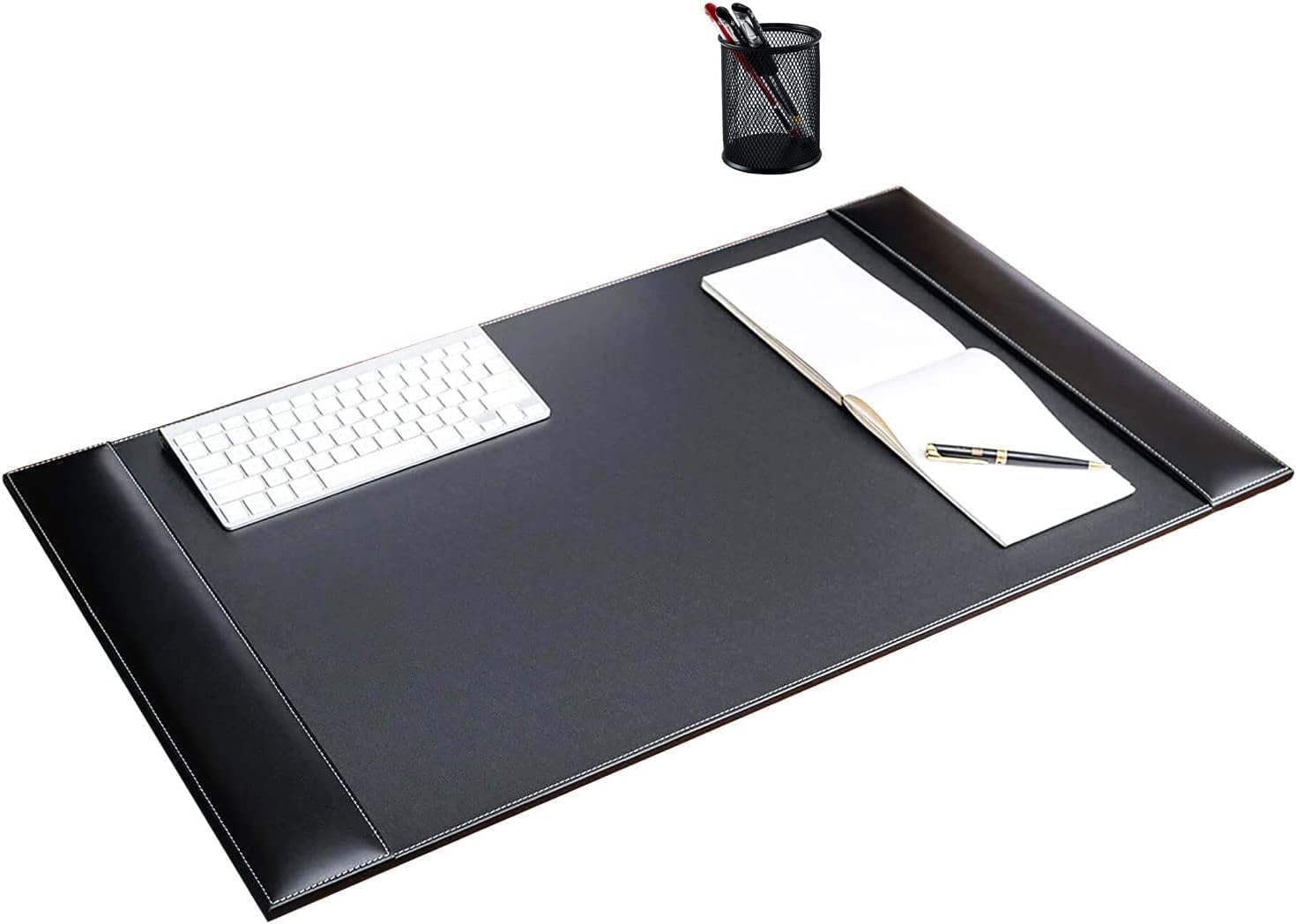 Leather Desk Pad with Side Rails, Paper Holder and Desk Protector,Ideal Ideal for Writing, organizing, and safeguarding desks at Home or Office in Style