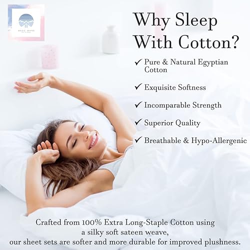 Miniatura 5 de Magic Drapes Sábana bajera ajustable de 800 hilos, 100% algodón de fibra larga con tejido satinado, sábanas ligeras de calidad premium, ropa de cama