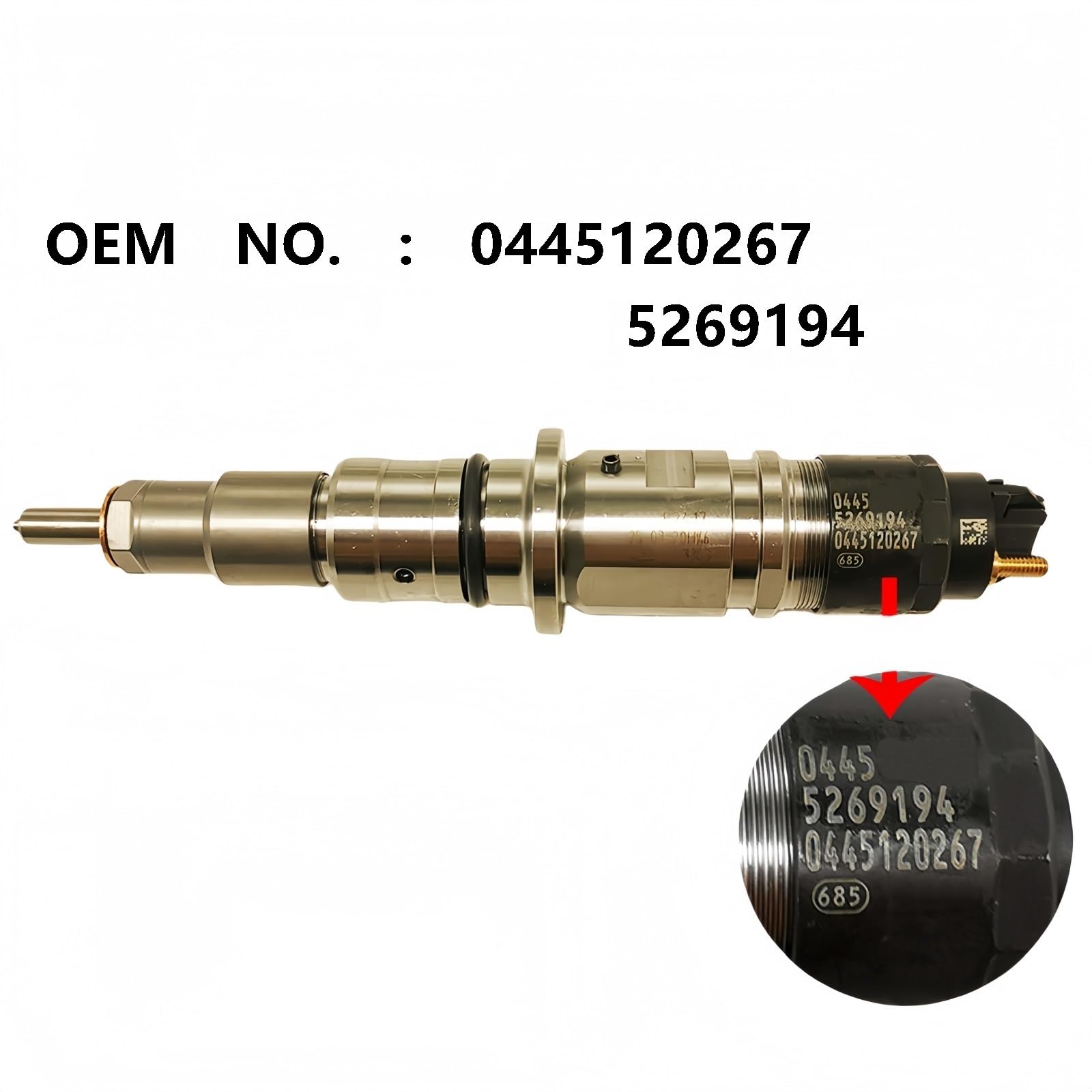 Inyector Common Rail, compatible con Cummins, inyector diésel de alta presión 0445120267 5269194
