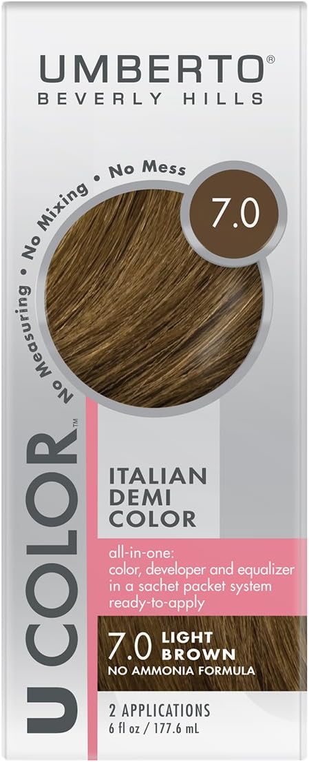 UMBERTO U COLOR ITALIAN DEMI COLOR KIT-7.0 LIGHT BROWN