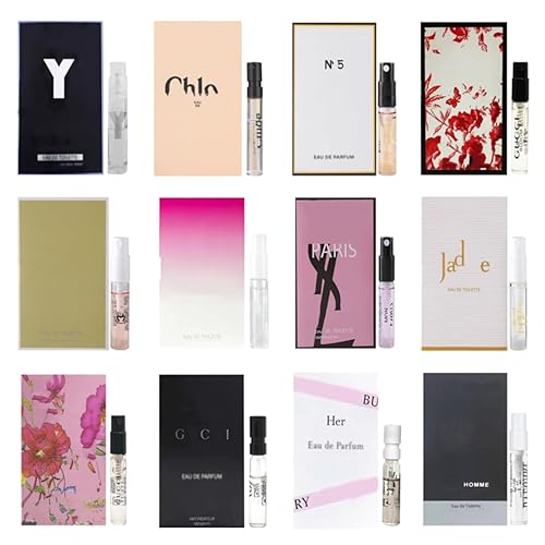 Muestras de Perfume de Mujer Vrears Perfumes de Diseñador para Mujer Set de Regalo Tamaño de Viaje Mini Muestra de Perfume 12 Marcas Fragancia
