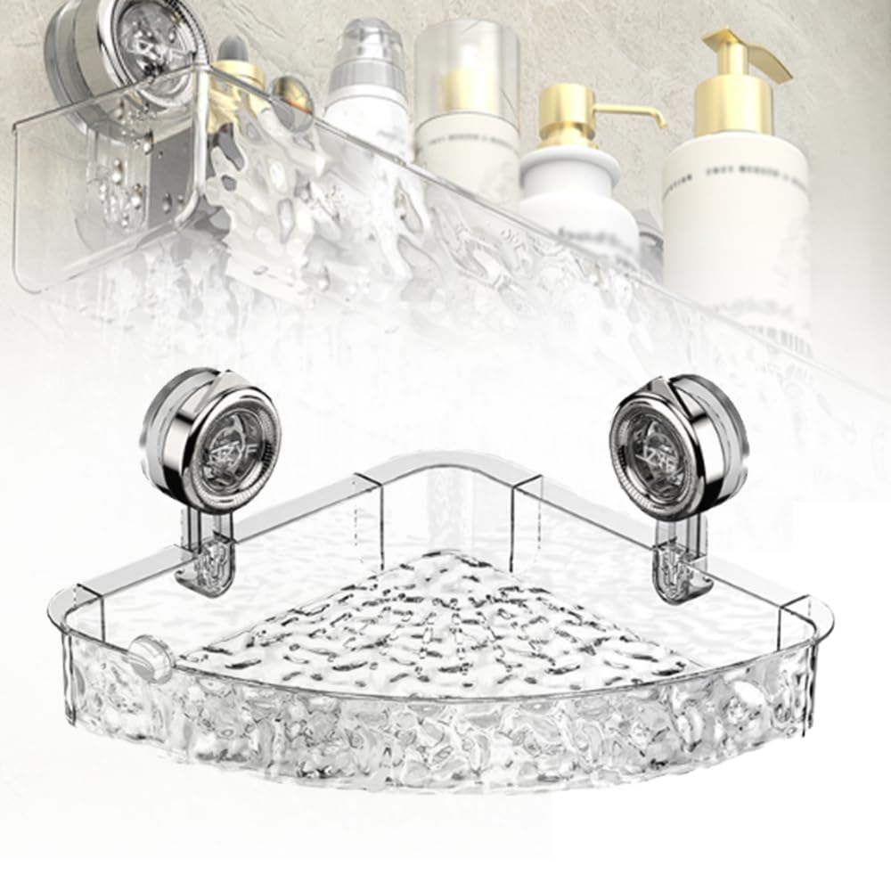2025 New No-Drill Wall Mounted Suction Cup Storage Rack Triangle Shower Caddy for Bathroom Kitchen Durable Corrugated Suction