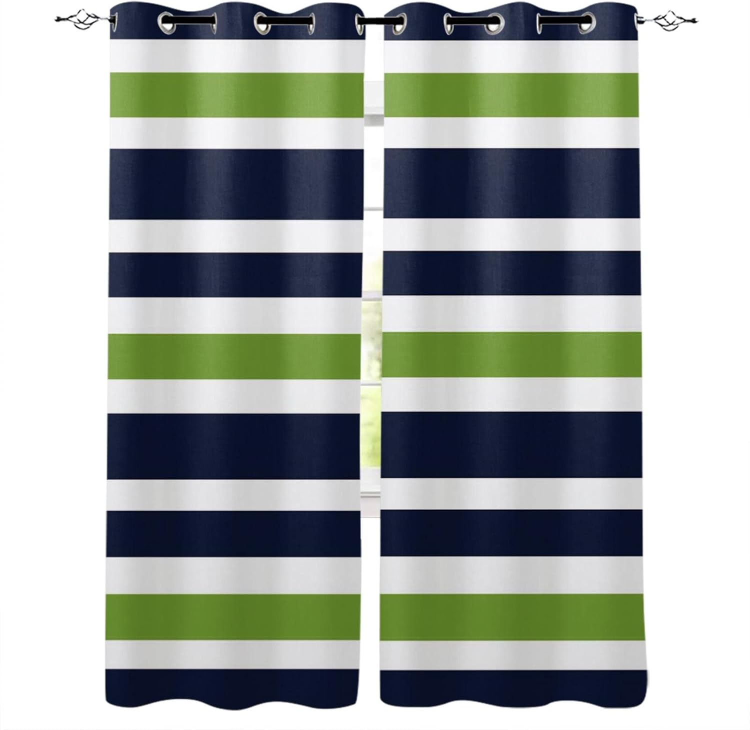 AHHMED Nordic Style Blackout Curtains, Blue Green White