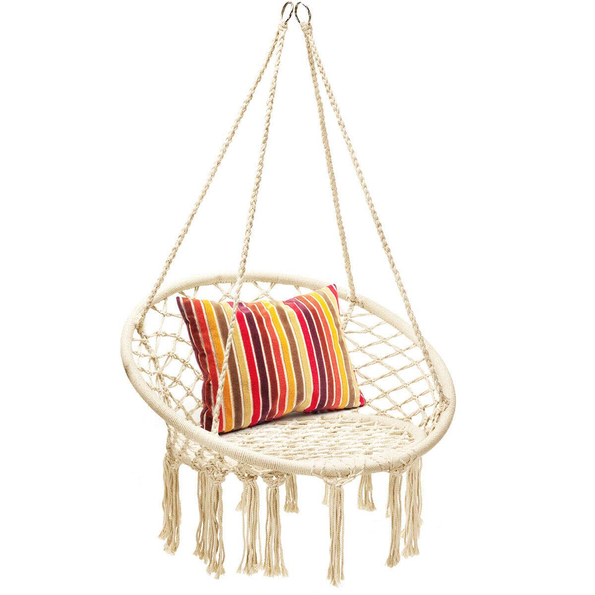 High-Q Hammock Swing Chair Hanging Rope Seat Net Chair Garden Macrame Swing 150KG New