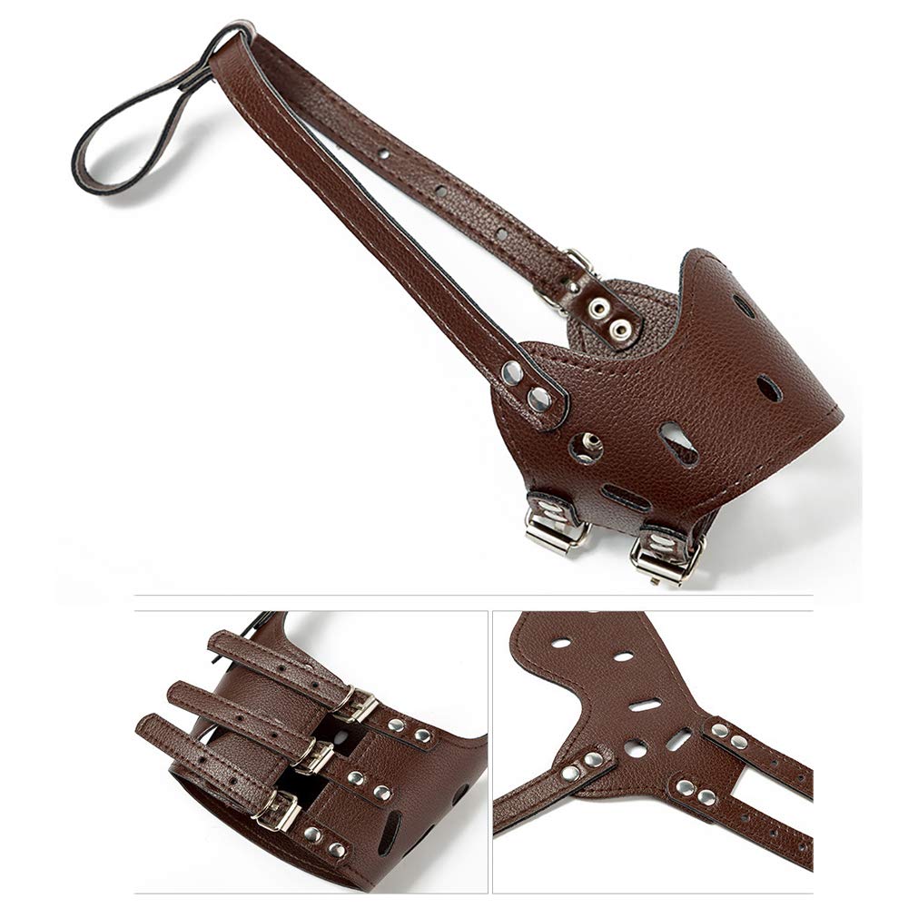 SHULLIN Leather Dog Muzzle for Small Dogs Brown, S - Image 2