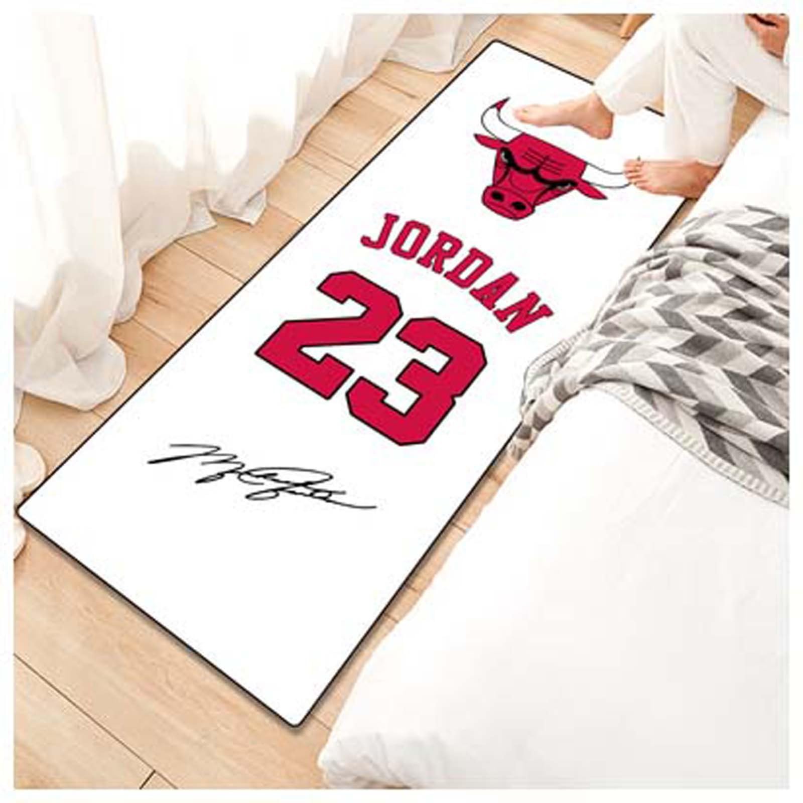 Amazon｜ブルズ レイカーズ バスケットボール ベッドサイドラグ ホーム