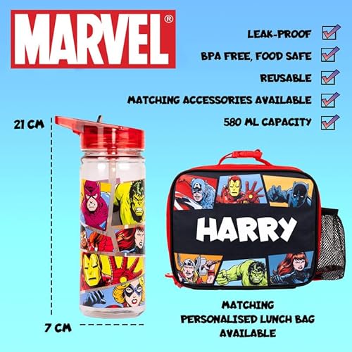 Marvel Bouteille en plastique Spiderman avec paille sans BPA 580 ml bouteille d'eau scolaire pour garçons 100% étanche bouteille de super héros durable - vue 8