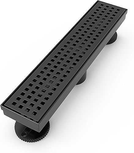 WEBANG Rechteckiger Linear-Duschablauf, 30,5 cm, mit Zubehör, Quadrato Muster Ro