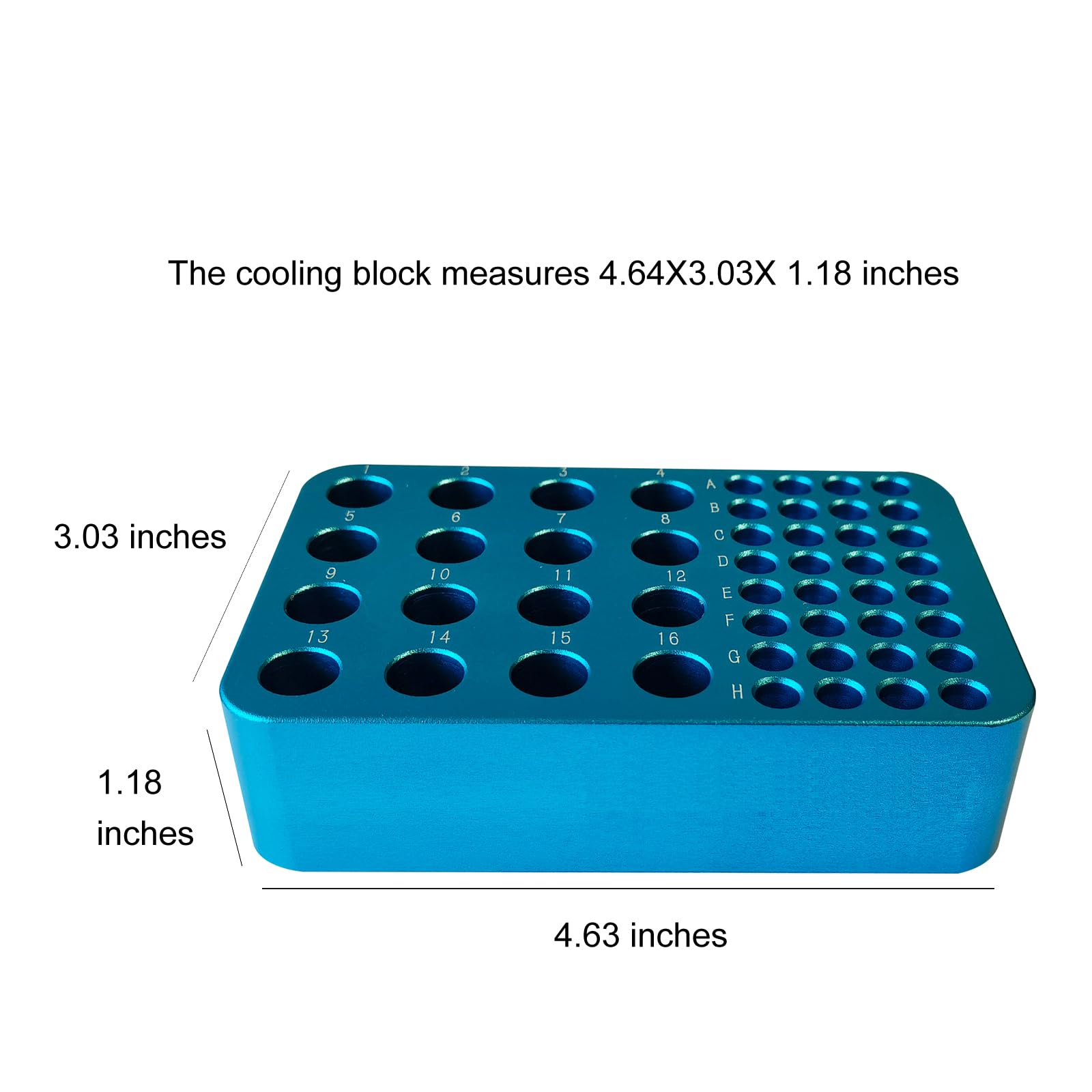 Estante de tubo de centrífuga de aluminio para PCR, caja de hielo de metal a baja temperatura, para tubo centrífugo de 1,5 ml o 2,0 ml y tubo de PCR de 0,2 ml (48 pozos, azul)