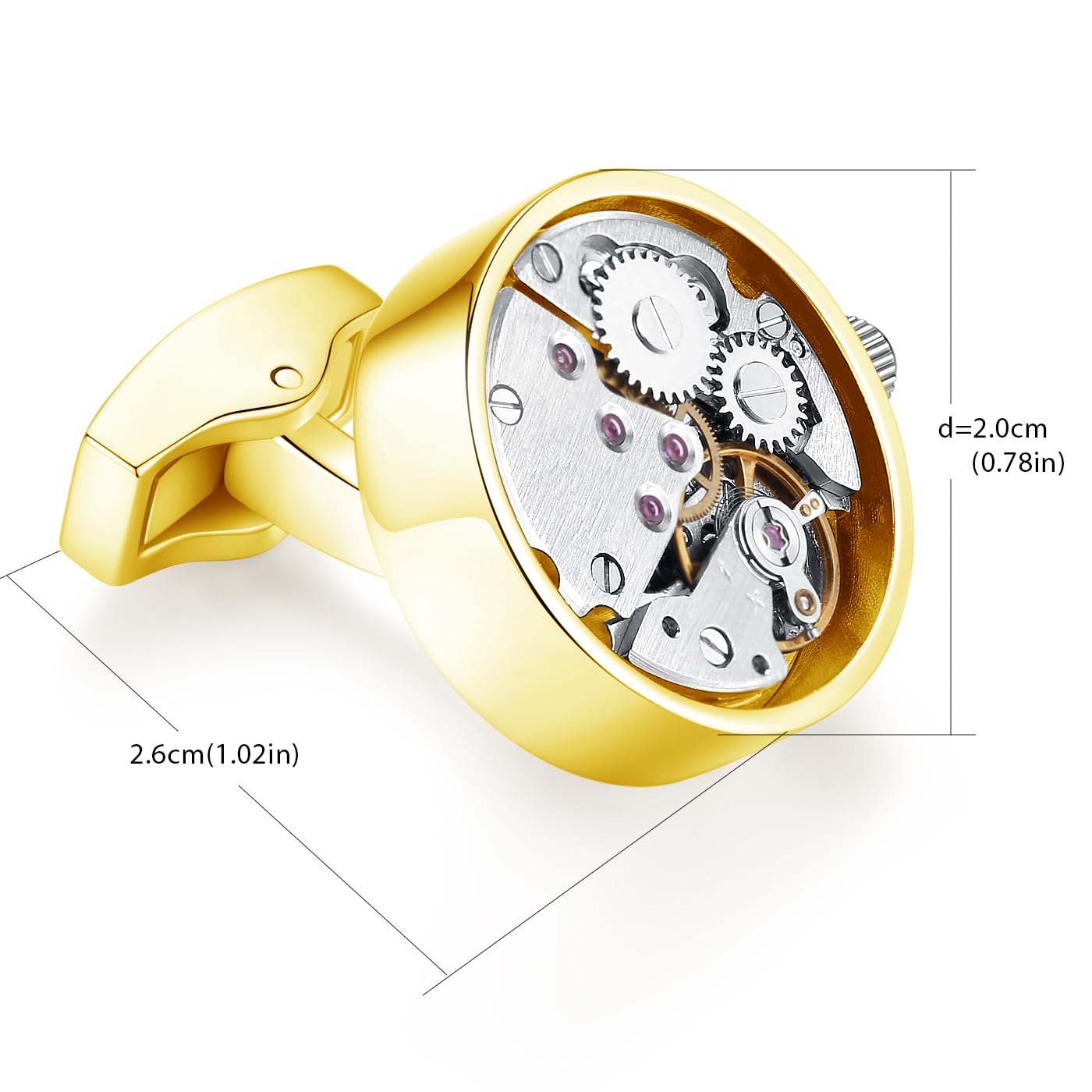 Honey Bear gemelos reloj relojería Mecanismo Steampunk de relojería para hombre camisa Redonda, acero inoxidable regalo de boda de negocios con caja