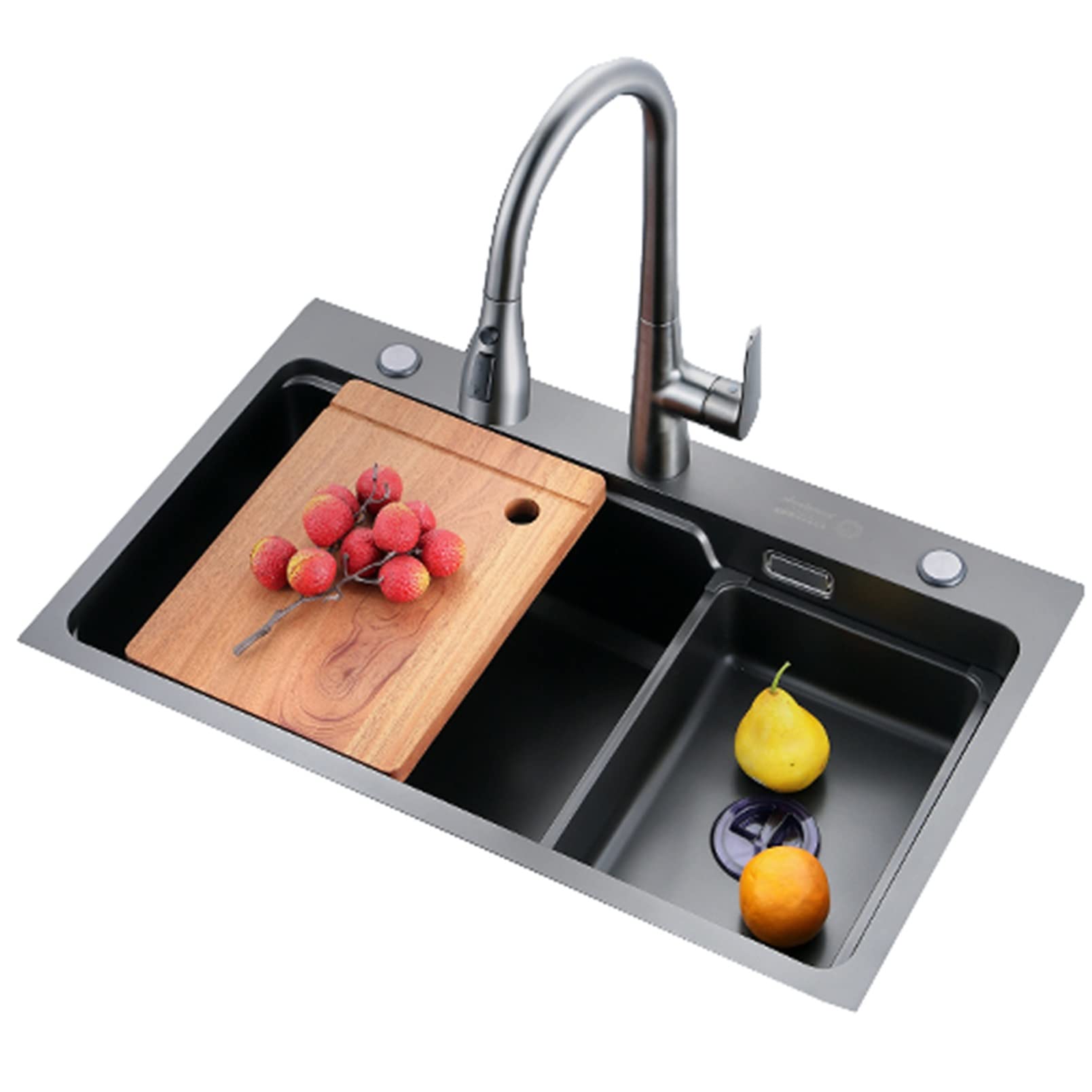 Évier de Cuisine Cuve Unique en Acier Inoxydable JATIBOSH - Grand Évier de Lavage 68 cm