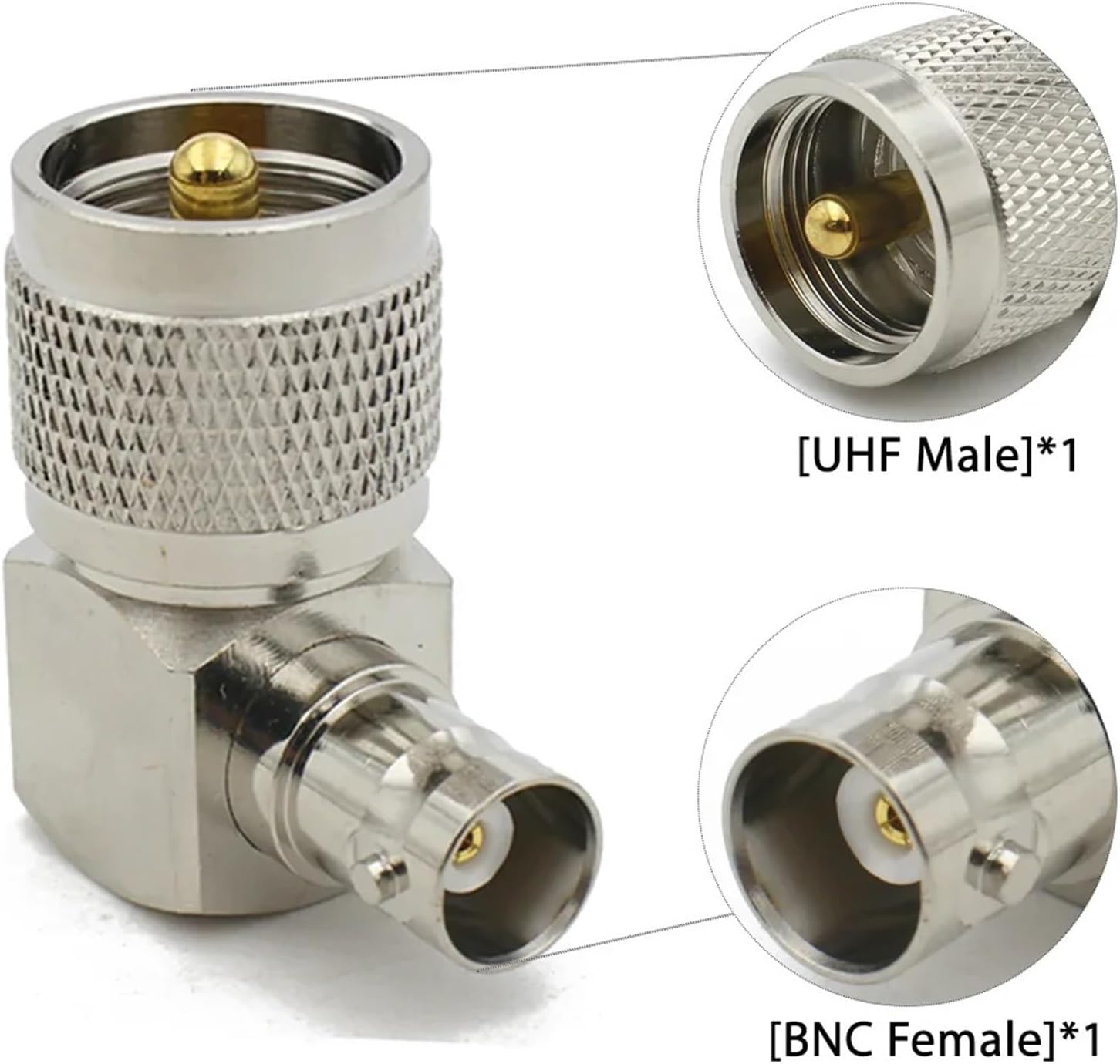 SO239 PL259 UHF Male Female to BNC Connector Q9 90 Degree Right Angle Coaxial Adapter(Type1,3PCS)