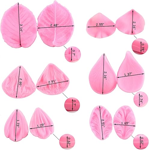 Miniatura 3 de ZiXiang Gumpaste - Molde de silicona para venas de flores con venas de rosa, pasta de goma de peonía, moldes de orquídea de margaritas para azúcar,