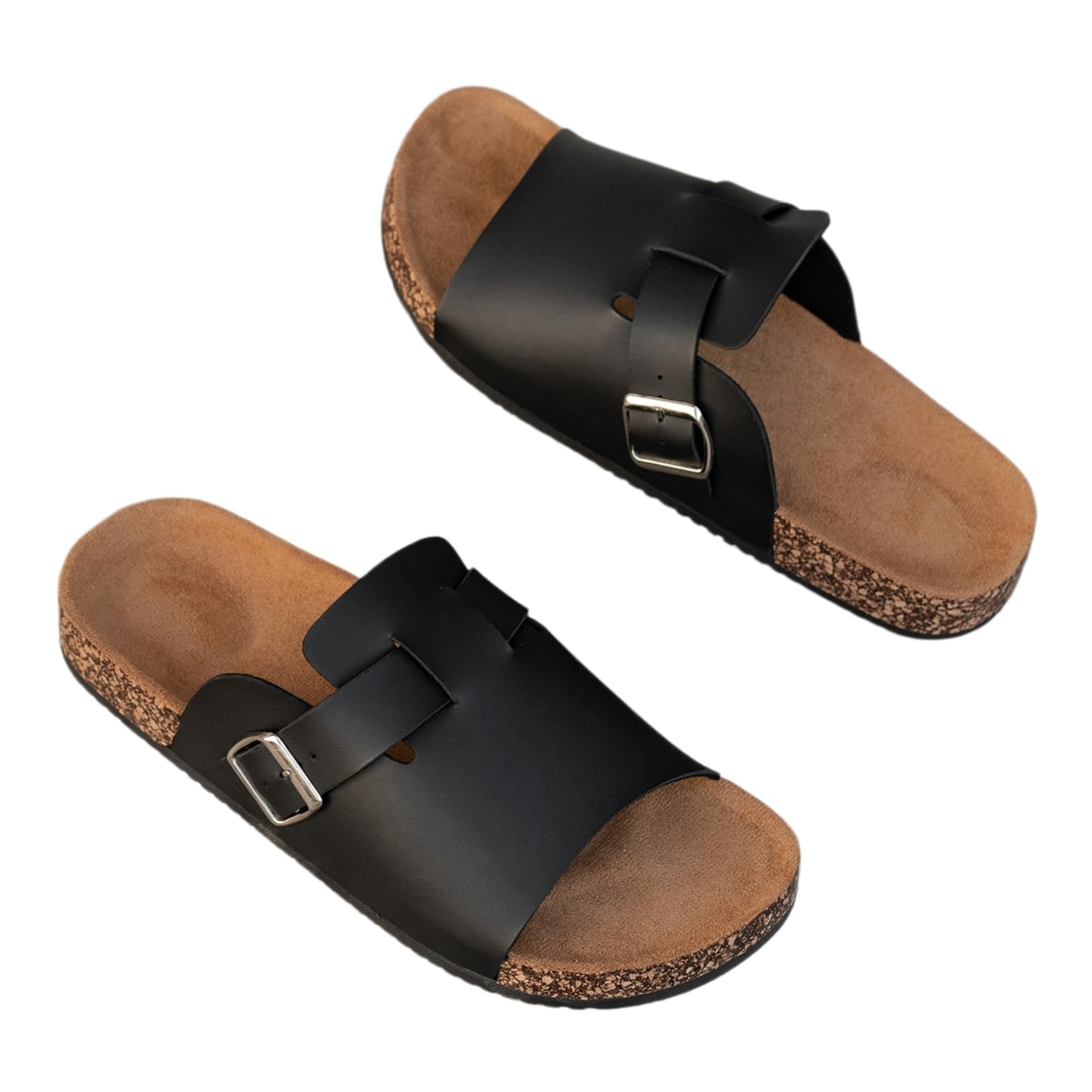 Infradito Sandali da Scivolare con Fibbia Regolabile degli Uomini, Slip-ons in Sughero per L'indossamento Quotidiano Casual-black-44