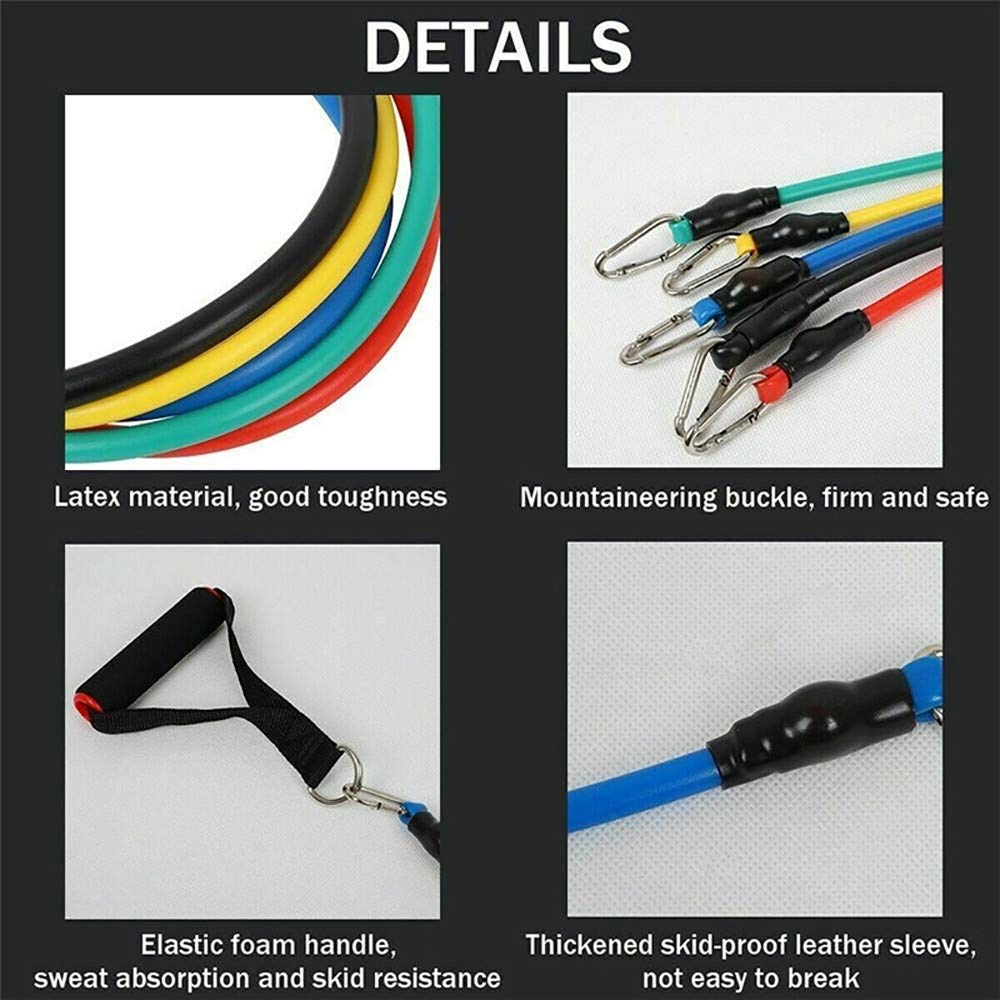 Resistenza Band Set Bande di Resistenza,5 Bande Elastiche in Lattice con Maniglie,Gancio per Fissaggio alla Porta Cinghie Punta Piedi e Borsa,per Attrezzi da Fitness,Yoga,Pilates