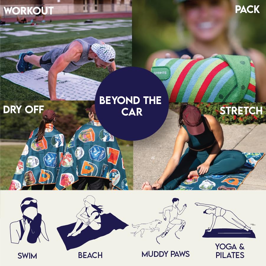Image of Sprints Athletic Running Towel, Full-Sized, Car Seat Cover - Moisture Wicking (Flamingos)