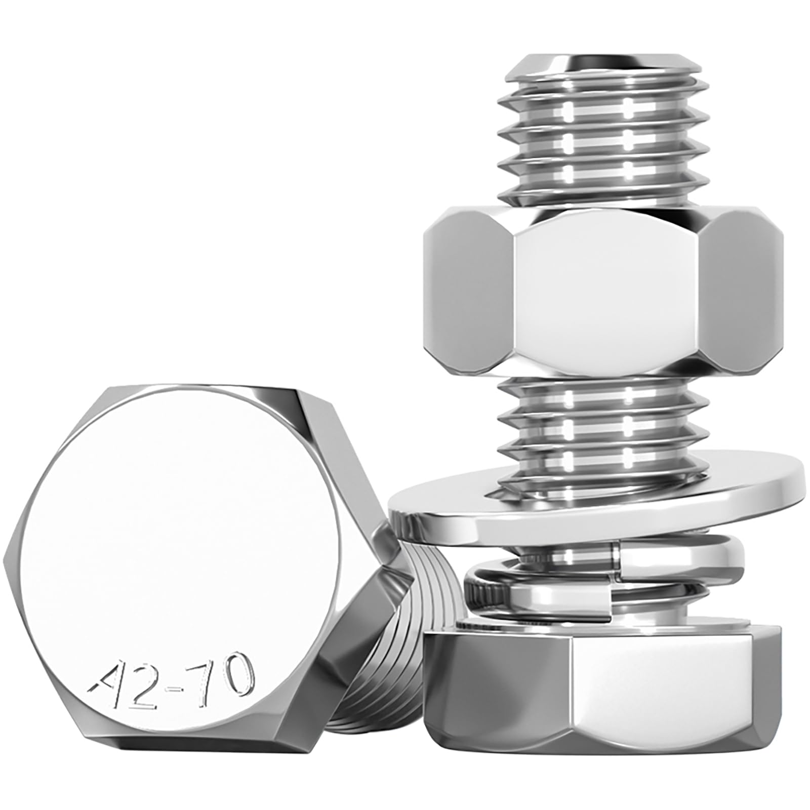 Tuercas y pernos, pernos y tuercas hexagonales de acero inoxidable 304 M8 55-100 mm 50 piezas for reparación de muebles(75mm)(95mm)