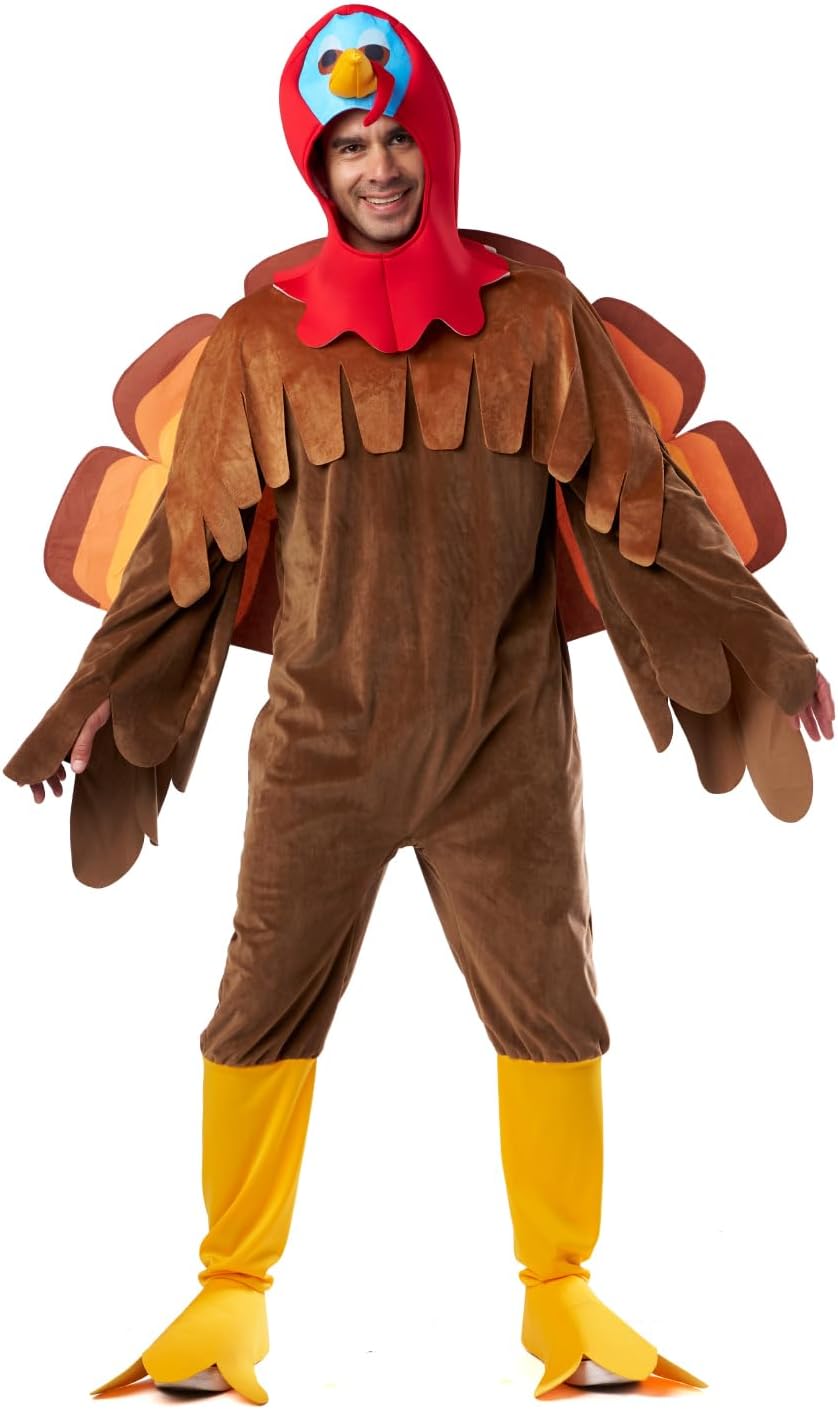 seasons adult turkey costume animal thanksgiving halloween costume for women and men, one size