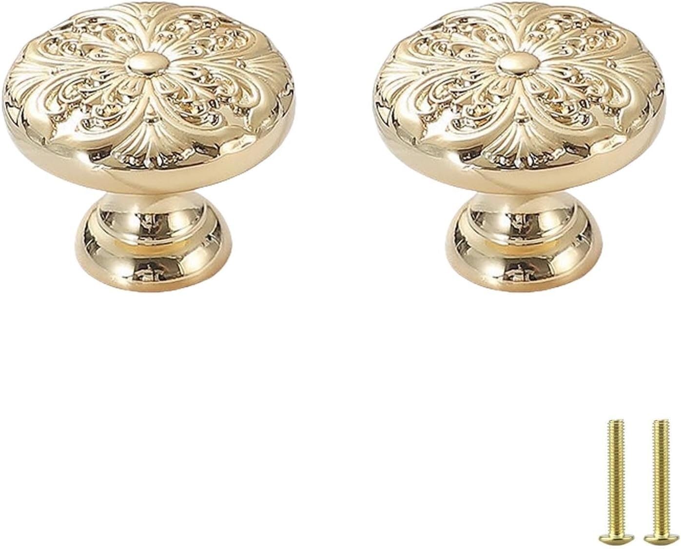 Tnbccxn Bronze Cabinet Handles, Cabinet Handles,2Pack Bright Gold Drawer Single Hole Copper Knob