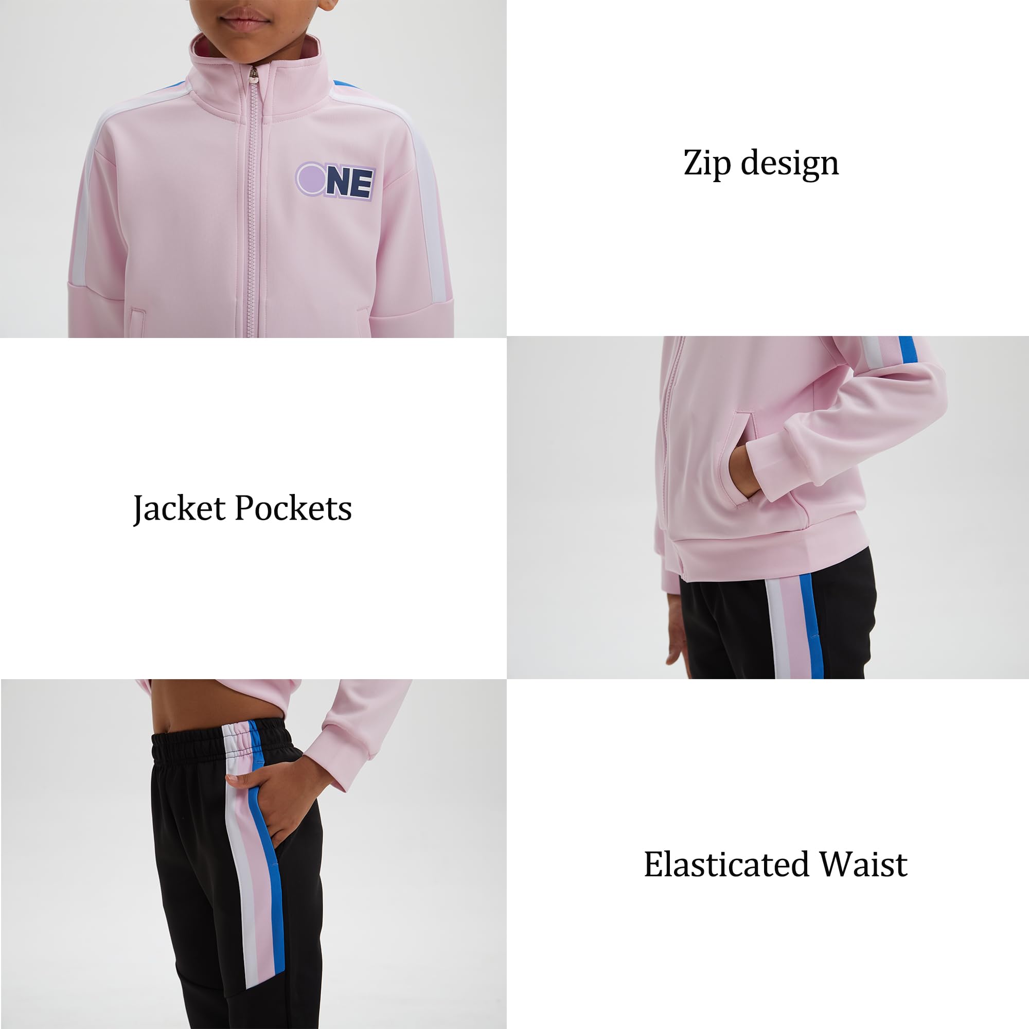 Filles Enfants Survêtement 2 Pièces Jogging Ensemble Veste Haut Sport Jogging Pantalon Tenue pour 4-15 Ans