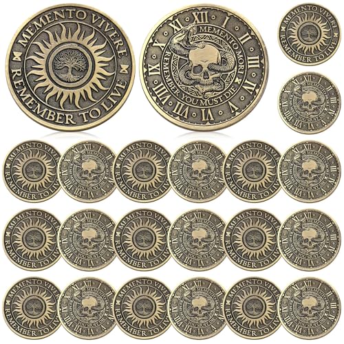 Misdary 20 monedas Memento Mori estilo clásico cobre miniatura 1
