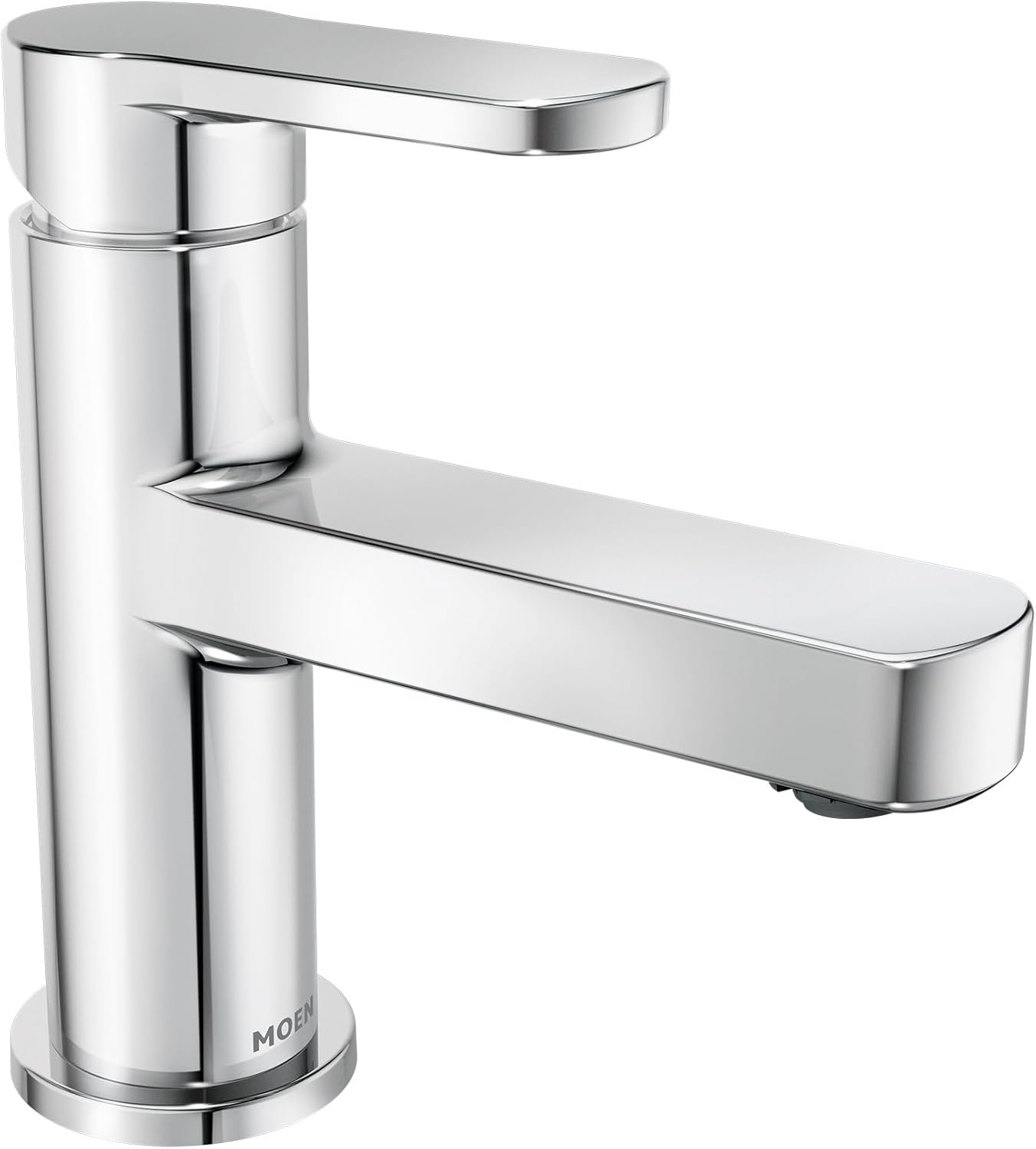 Moen Laris Chrome One-Handle Single Hole Modern Bathroom Sink Faucet with Optional Deckplate and Spring Loaded Drain Assembly, 84014 - Image 2