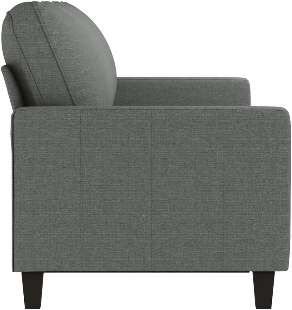 3-Seater Sofa Dark Grey 100% Polyester Fabric Living Room Furniture